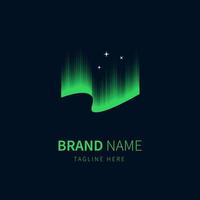 aurora logo illustration with green color and stars vector