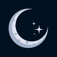 crescent moon logo illustration with star vector