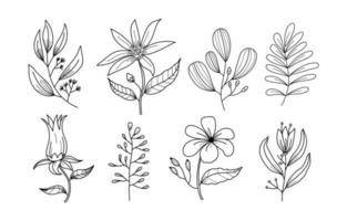 tatuaje floral minimalista dibujado a mano vector