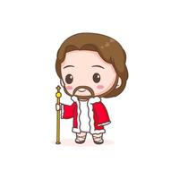 Cute Jesus as a king. Chibi cartoon character isolated white background. vector