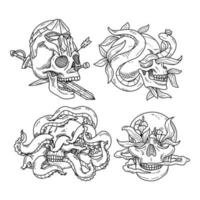 Hand Drawn Realistic Skulls vector