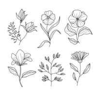 tatuaje floral dibujado a mano vector