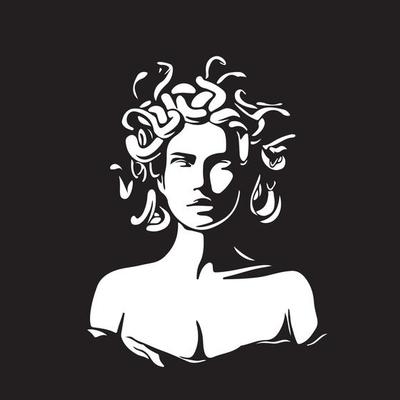Art objects for the exhibition of classical and contemporary painting, sculpture and music. Hand illustrations, plaster bust, statues and abstract shapes, spots and lines. Drawings for poster