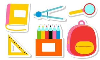 Stickers with school supplies collection. Back to school vector
