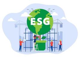 Business ESG or ecology problem concept, business invest energy sources. Preserving resources of planet. Cartoon modern flat vector illustration