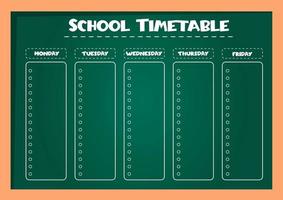 School timetable for kids with days of the week on the blackboard. Weekly planner. Schedule design template. vector