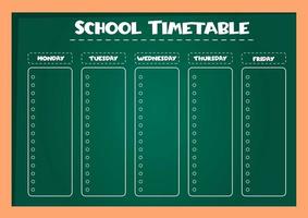 School timetable for kids with days of the week on the blackboard. Weekly planner. Schedule design template. vector