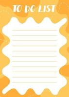 To do list for kids with abstract background in orange color with dotted lines vector