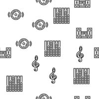 Music Record Studio Equipment Vector Seamless Pattern