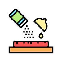 spice and lemon juice on meal color icon vector illustration