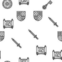 Medieval Warrior Weapon And Armor Vector Seamless Pattern