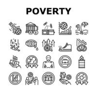 Poverty Destitution Collection Icons Set Vector