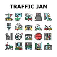 Traffic Jam Transport Collection Icons Set Vector