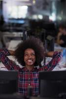 portrait of a young successful African-American woman in modern office photo