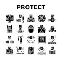 Protect Technology Collection Icons Set Vector Illustration