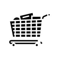 carro de compras con compras glifo icono vector ilustración
