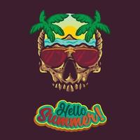 Summer skull island illustration vector