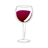 Wine glass with red wine in black and white style on white background for logo or print, alcohol drink for menu design vector