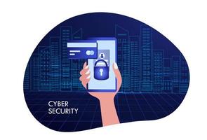 Cyber security and data protection privacy concept. Secure data management and protect data from hacker attacks and padlock icon to internet technology networking vector illustration