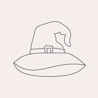 Halloween witch hat coloring page for kids vector illustration