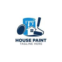 Blue color house painting logo business clipart vector