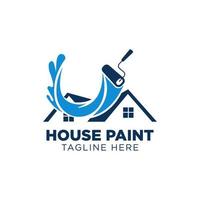 Blue color house painting logo business clipart vector