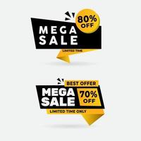Collection of Mega Sale Big Discount design icon vector. Best Mega sale promotion design vector