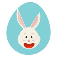 Bunny's emotion. Smile Head into Egg. vector