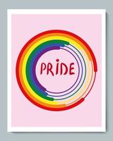 Rainbow LGBT Circle Pink Background with Inscription Pride vector