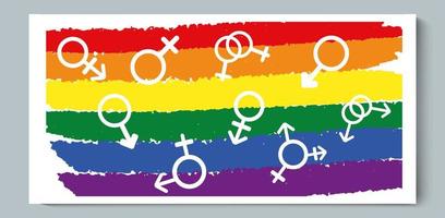 Set of Gender, LGBT Symbol on Rainbow Texture background vector