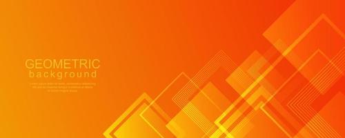 Minimal geometric background with dynamic square design in orange gradient color vector