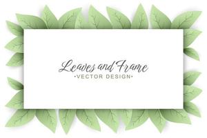 Green leaves frame background vector