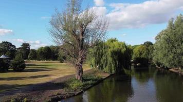 Vista al lago y aves acuáticas en el parque público local de Inglaterra Gran Bretaña Reino Unido video