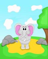 gray elephant standing on a green meadow vector
