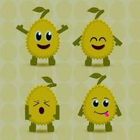 durian pegatina kawaii icono vector diseño adorable encantador fruta tropical con expresión de emoción