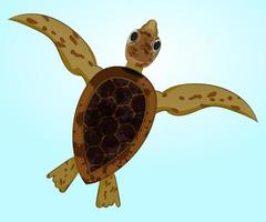 illustration cartoon sea turtle swimming from top view vector