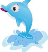 cartoon dolphin jumping from water with splash of water vector