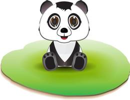 lindo personaje panda sentado en la hierba vector