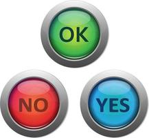 Colorful button with text ok yes and no vector