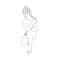 Line Art Greek full-length sculpture of a woman. Aesthetic statues vector