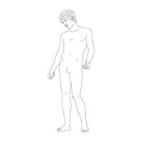 arte lineal escultura griega de cuerpo entero de un hombre. estatuas estéticas vector