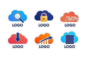 Cloud Technology Business Logo Collection Set vector