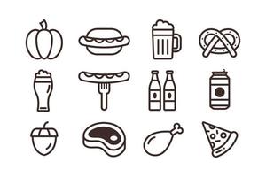 Octoberfest Foods and Beverages Icon Collection Set vector