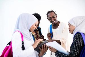 group of happy african students photo