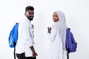 african students couple walking photo
