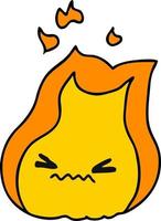 cartoon of cute kawaii fire flame vector