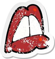 retro distressed sticker of a cartoon lips vector