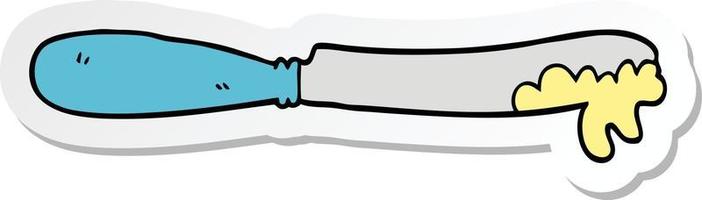 sticker of a cartoon butter knife vector