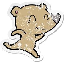 distressed sticker of a friendly bear running cartoon vector