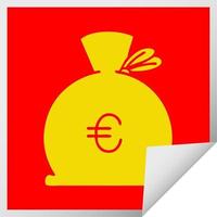 square peeling sticker cartoon bag of money vector